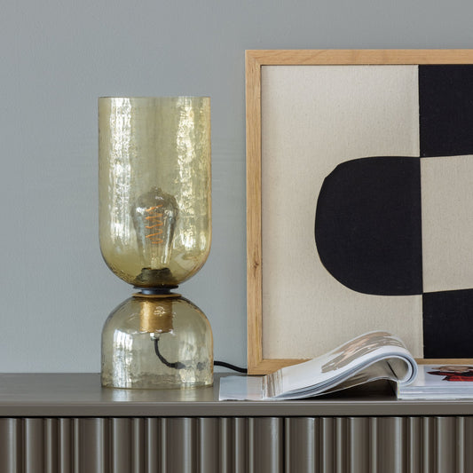 Gigi tafellamp gehamerd glas 38xo15cm naturel