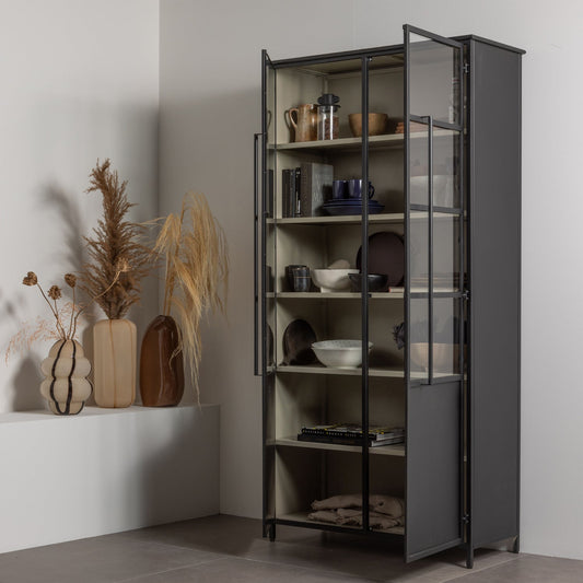 Kency vaas glas met streep naturel/zwart