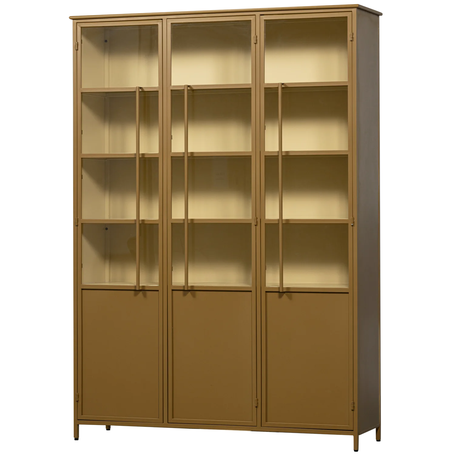 Exhibit xl 3-deurs vitrinekast metaal honinggeel
