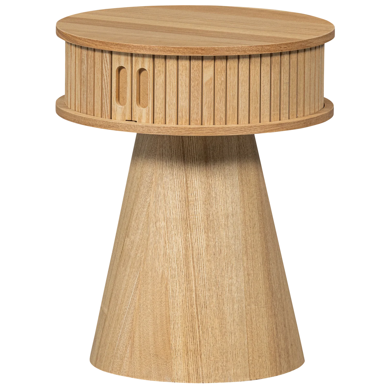 Karri nachtkastje rond hout naturel