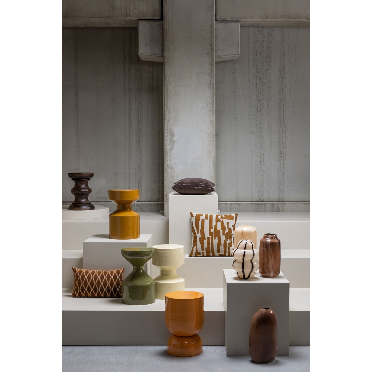 Selena vaas glas met streep bruin