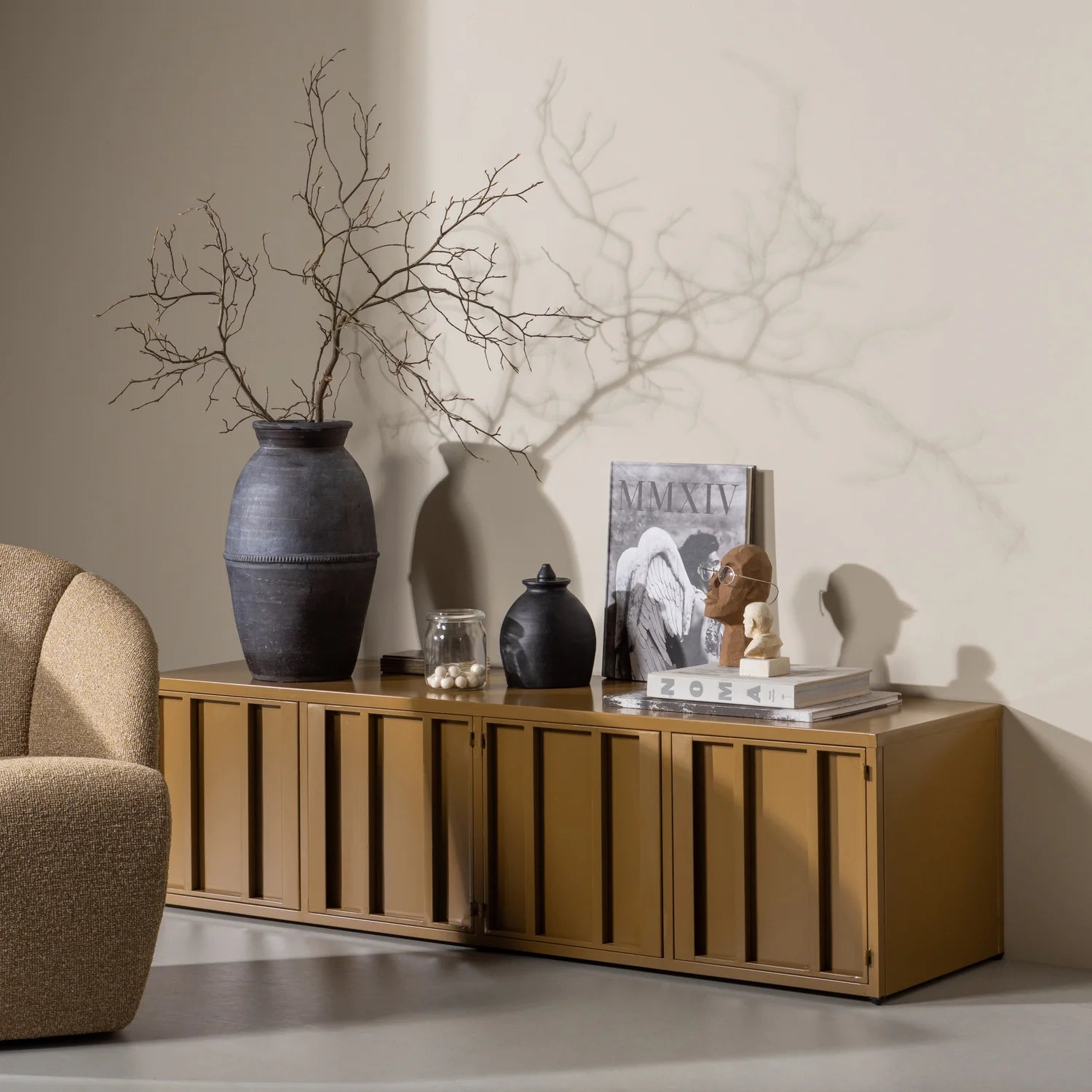 Level tv-meubel metaal honinggeel 44x160cm