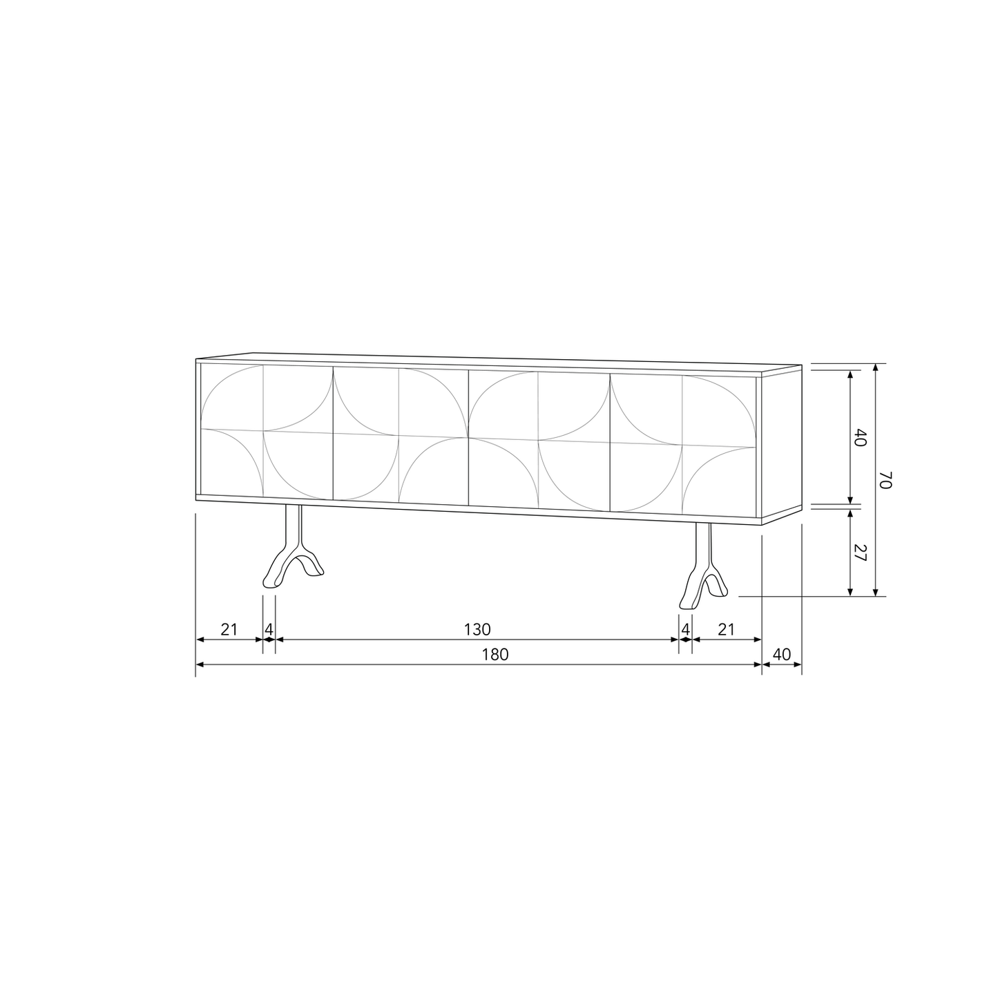 Draw dressoir mangohout walnoot