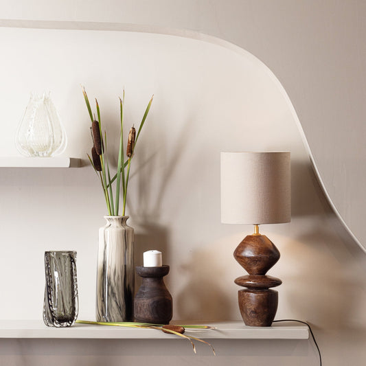 Crown handgevormde vaas glass of white 24x18cm