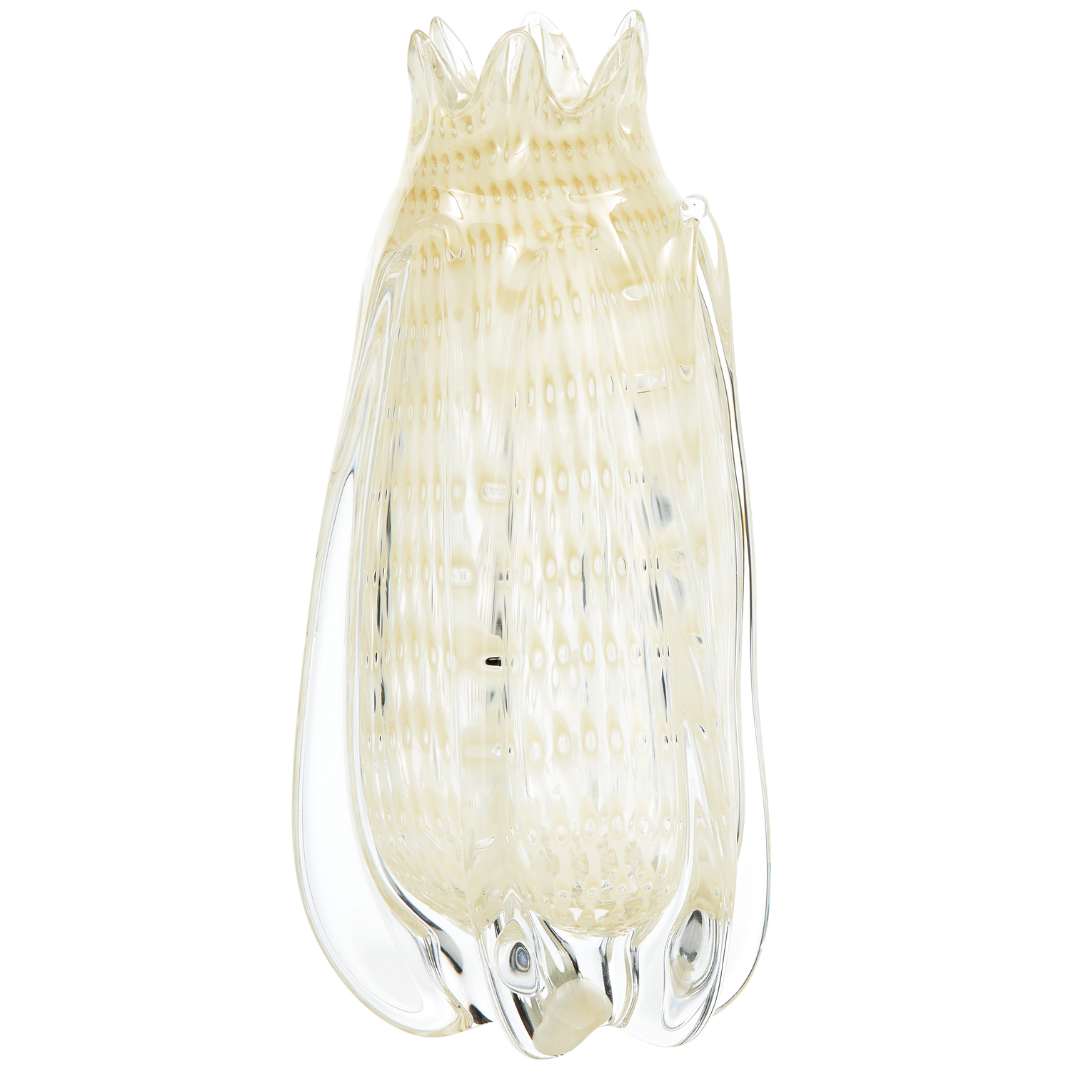 Crown handgevormde vaas glas off white 30x12cm