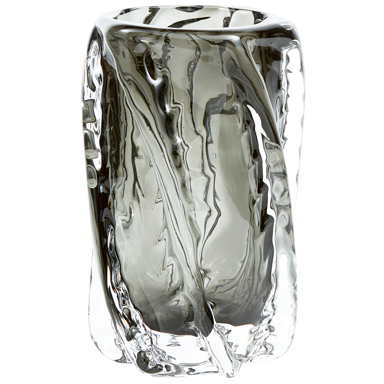 Paragon handgevormde vaas glas antractiet 21x13cm