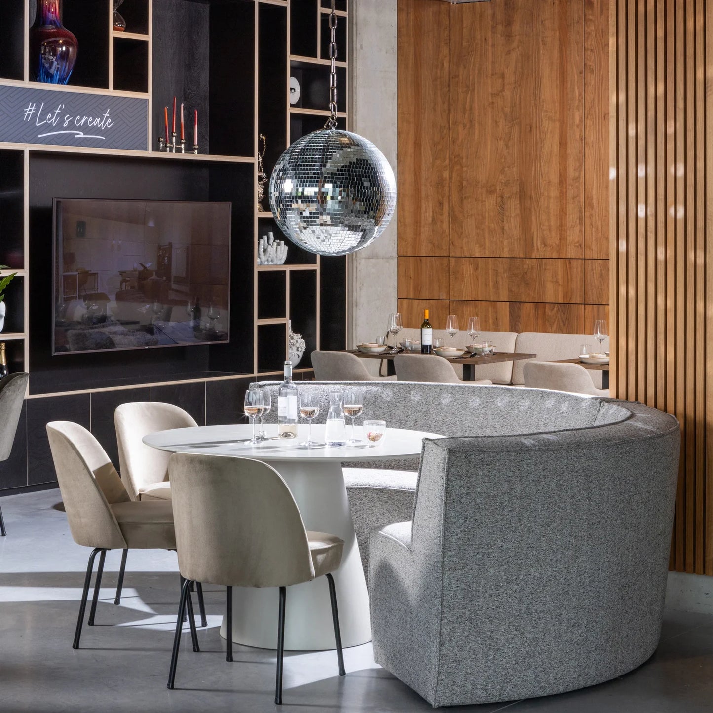 Jorre eettafel mdf militair ø120 cm - antiek beige