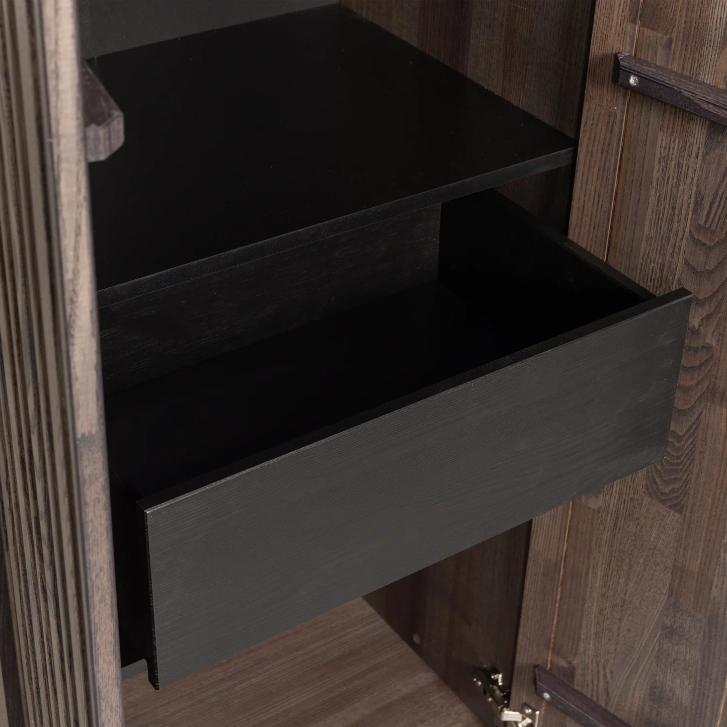 New gravure hoge kast met lade - essen fineer espresso [fsc]