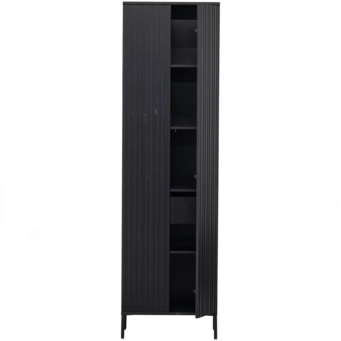 New gravure hoge kast met lade - grenen zwart [fsc]