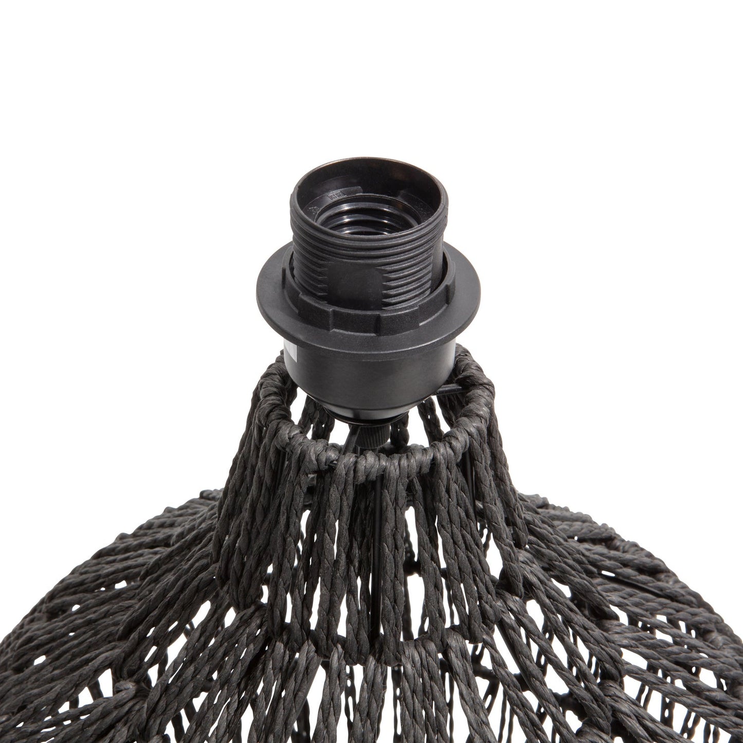 Macy tafellampvoet rattan look zwart