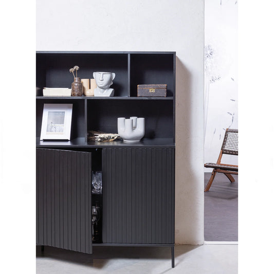 New gravure wandkast grenen zwart [fsc]