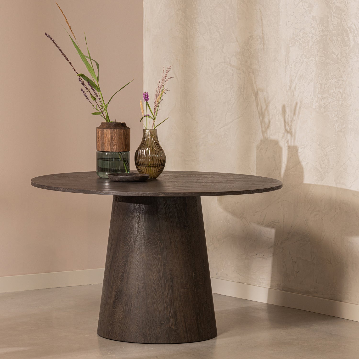 Maan eettafel rond mdf donkerbruin ø120 cm