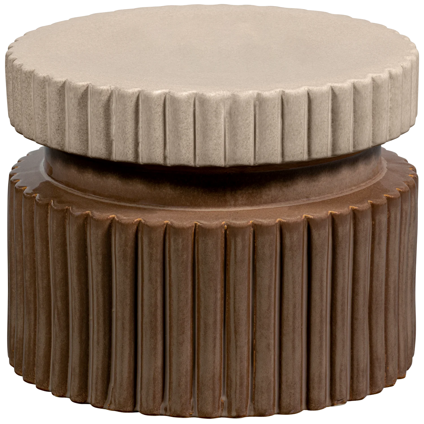 Geer decoratieve bijzettafel keramiek tan 38xø48 cm