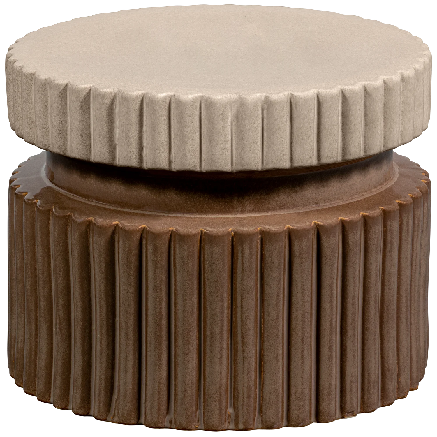Geer decoratieve bijzettafel keramiek tan 38xø48 cm