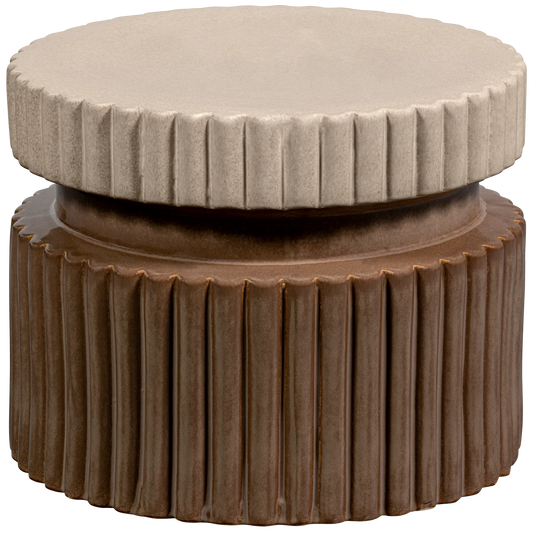 Geer decoratieve bijzettafel keramiek tan 38xø48 cm