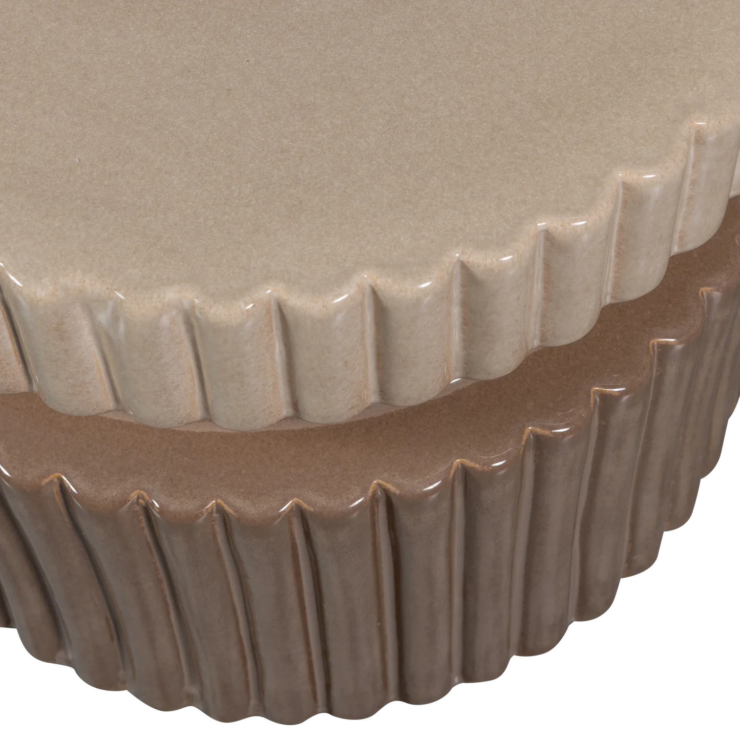 Geer decoratieve bijzettafel keramiek tan 38xø48 cm