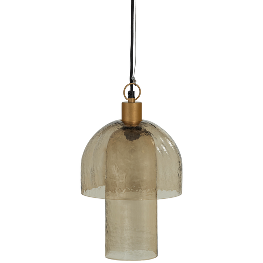 Gigi hanglamp dubbele kap gehamerd glas naturel