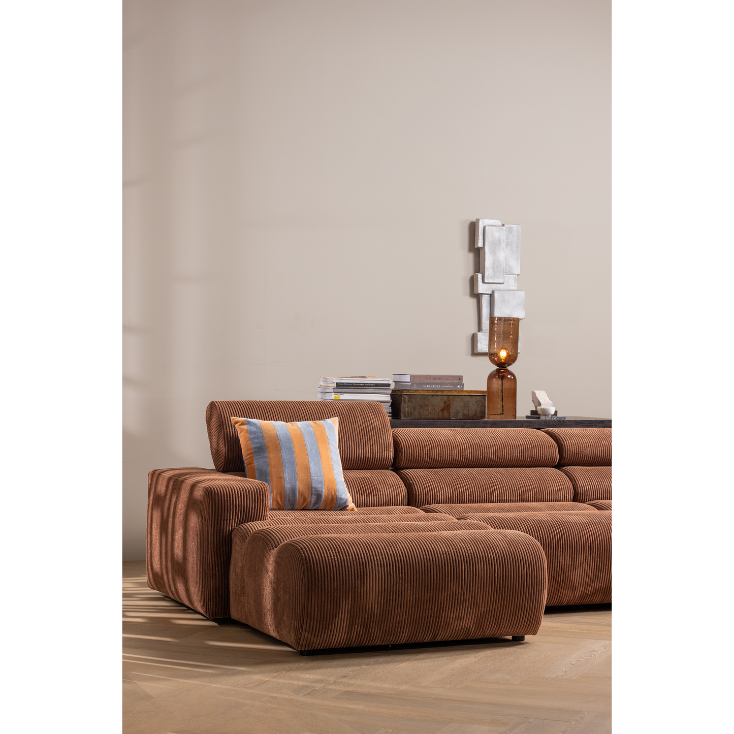 Gigi tafellamp gehamerd glas 51xo15cm bruin