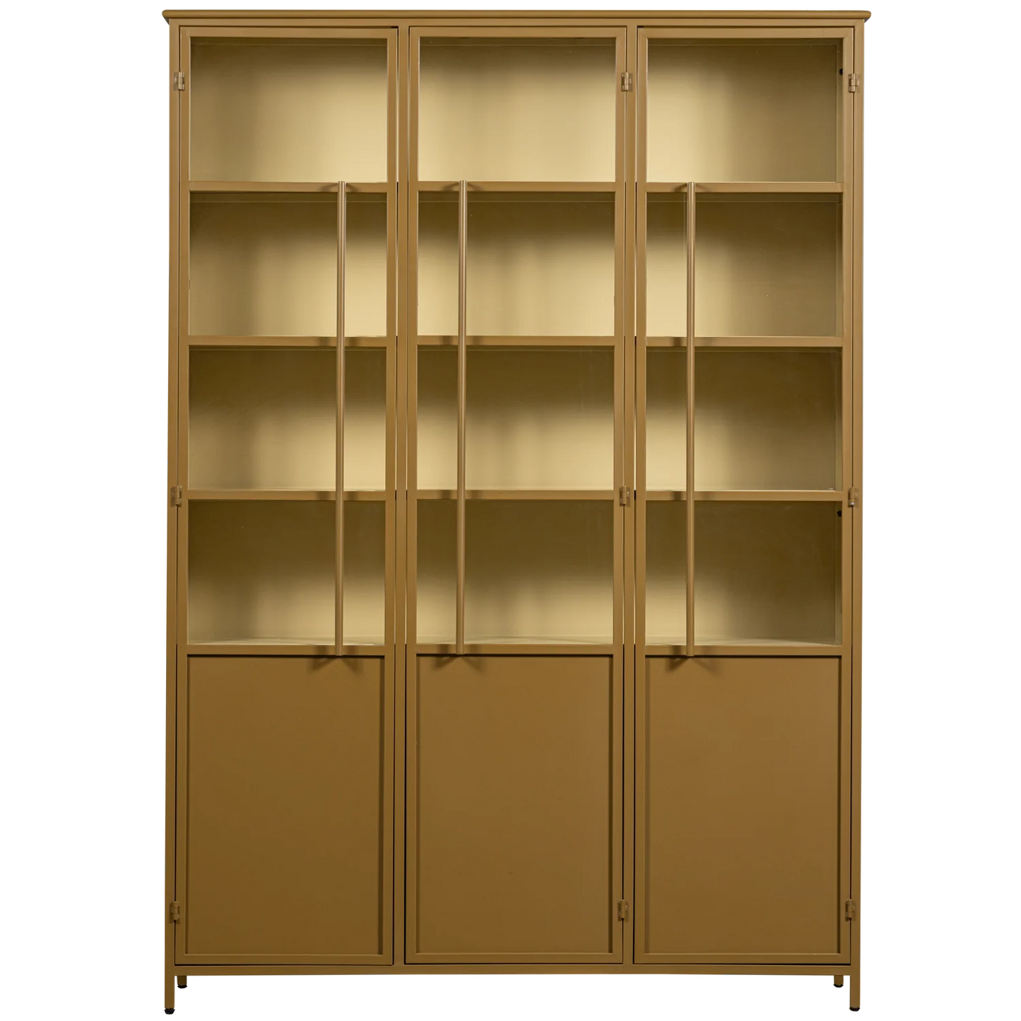 Exhibit xl 3-deurs vitrinekast metaal honinggeel