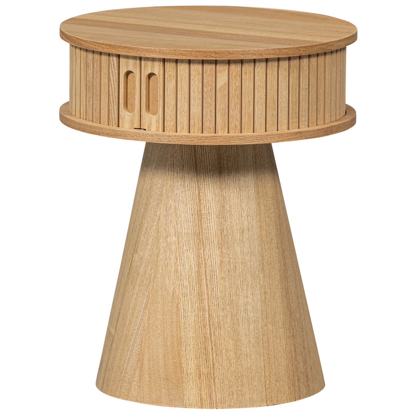 Karri nachtkastje rond hout naturel