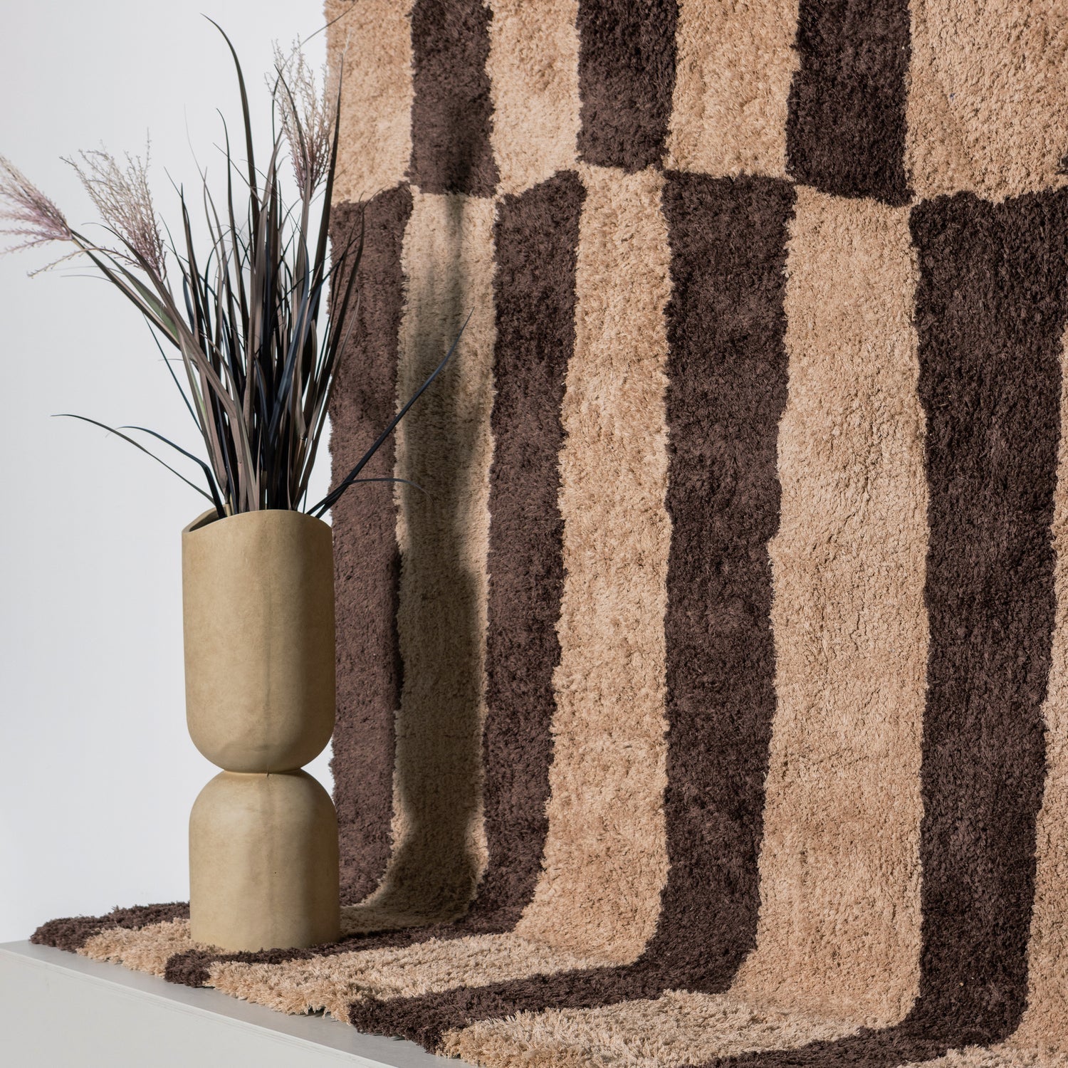 Mosi vaas/plantenpot fiber clay beige 75xØ25cm