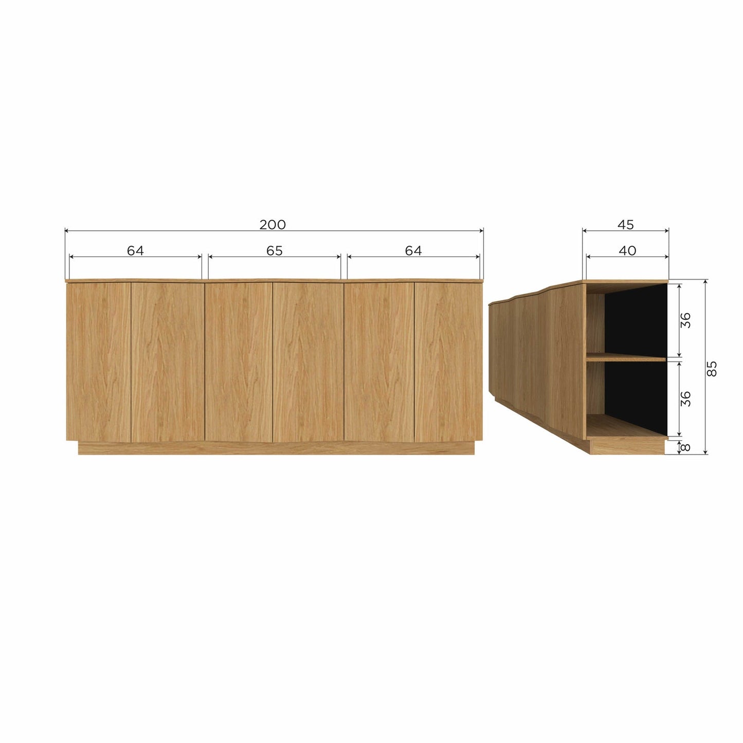 Zuma dressoir 200cm eiken transparant [fsc]