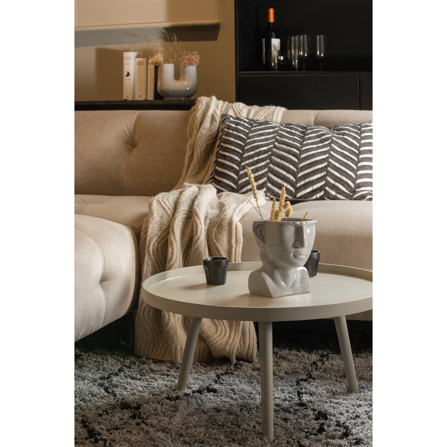 Mesa bijzettafel l hout zand 34xØ60