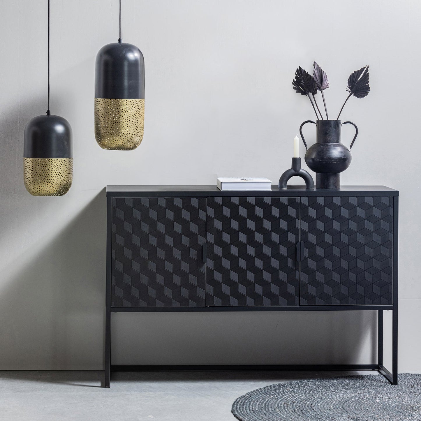 Tirsa hanglamp 46 cm metaal zwart/messing