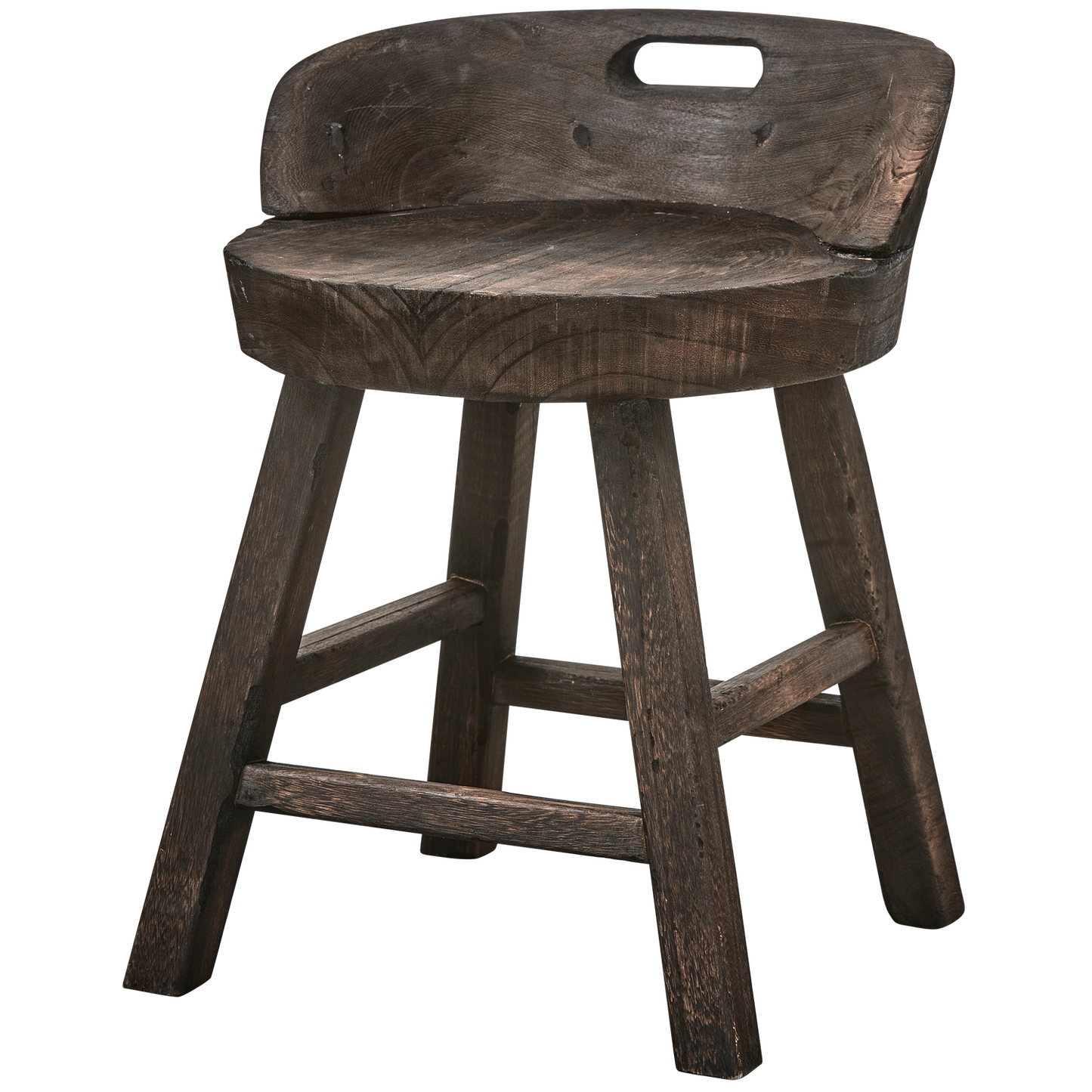 Rosalie decoratieve kruk/stoel hout donkerbruin