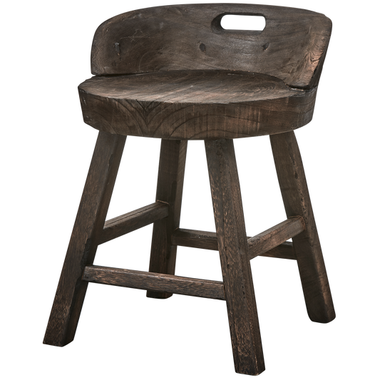 Rosalie decoratieve kruk/stoel hout donkerbruin