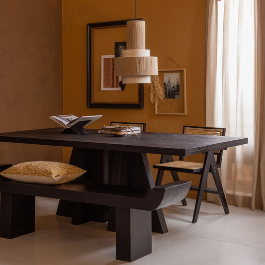 Kean eettafel met middenpoot mango zwart 220x100 cm