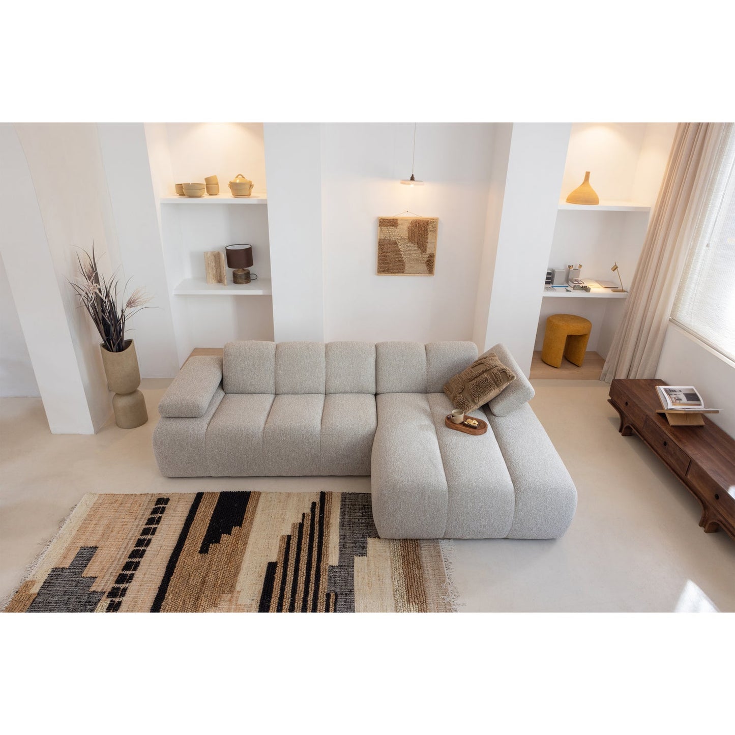 Mosi vaas/plantenpot fiber clay beige 75xØ25cm