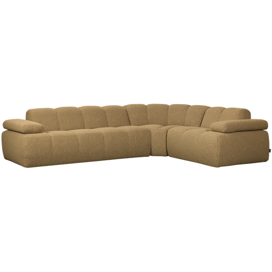 Mojo hoekbank rechts bouclé geel/bruin melange