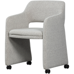 Lyric eetkamerstoel met wielen greige
