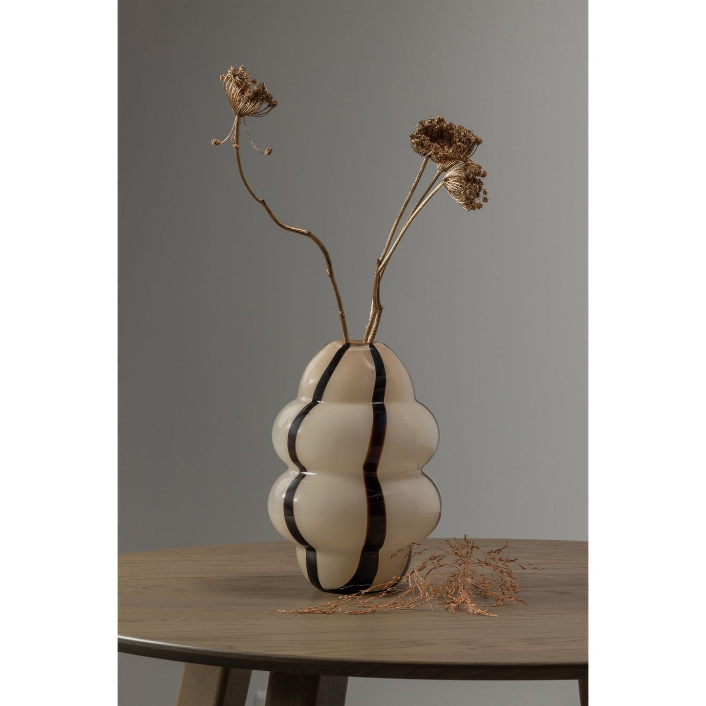 Kency vaas glas met streep naturel/zwart