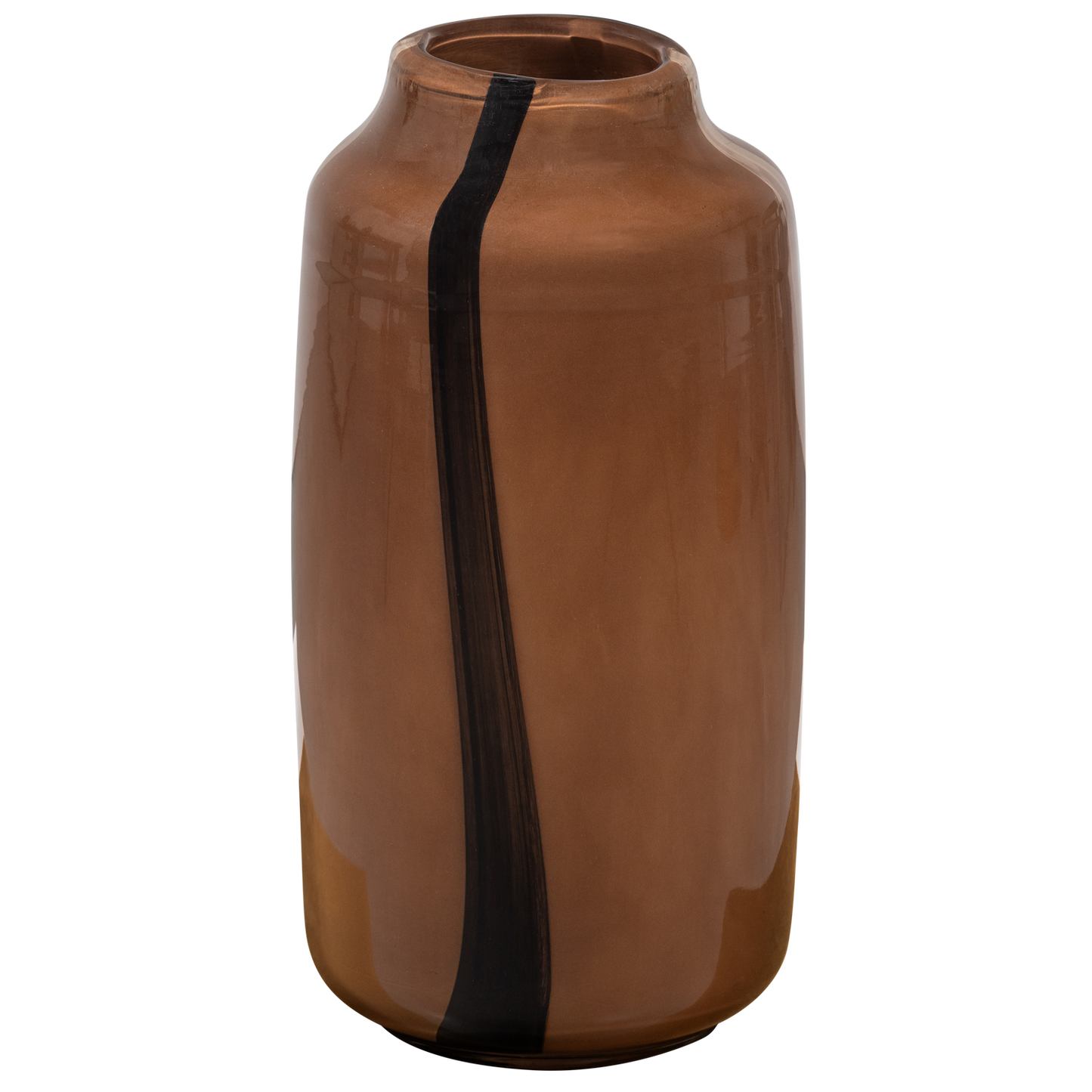 Selena vaas glas met streep bruin