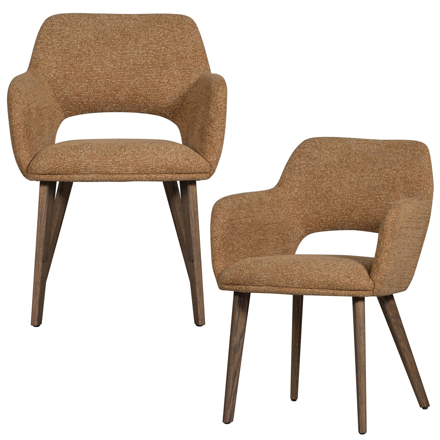 Murat eetkamerstoel geel met houten poot bruin