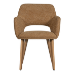 Murat eetkamerstoel geel met houten poot naturel