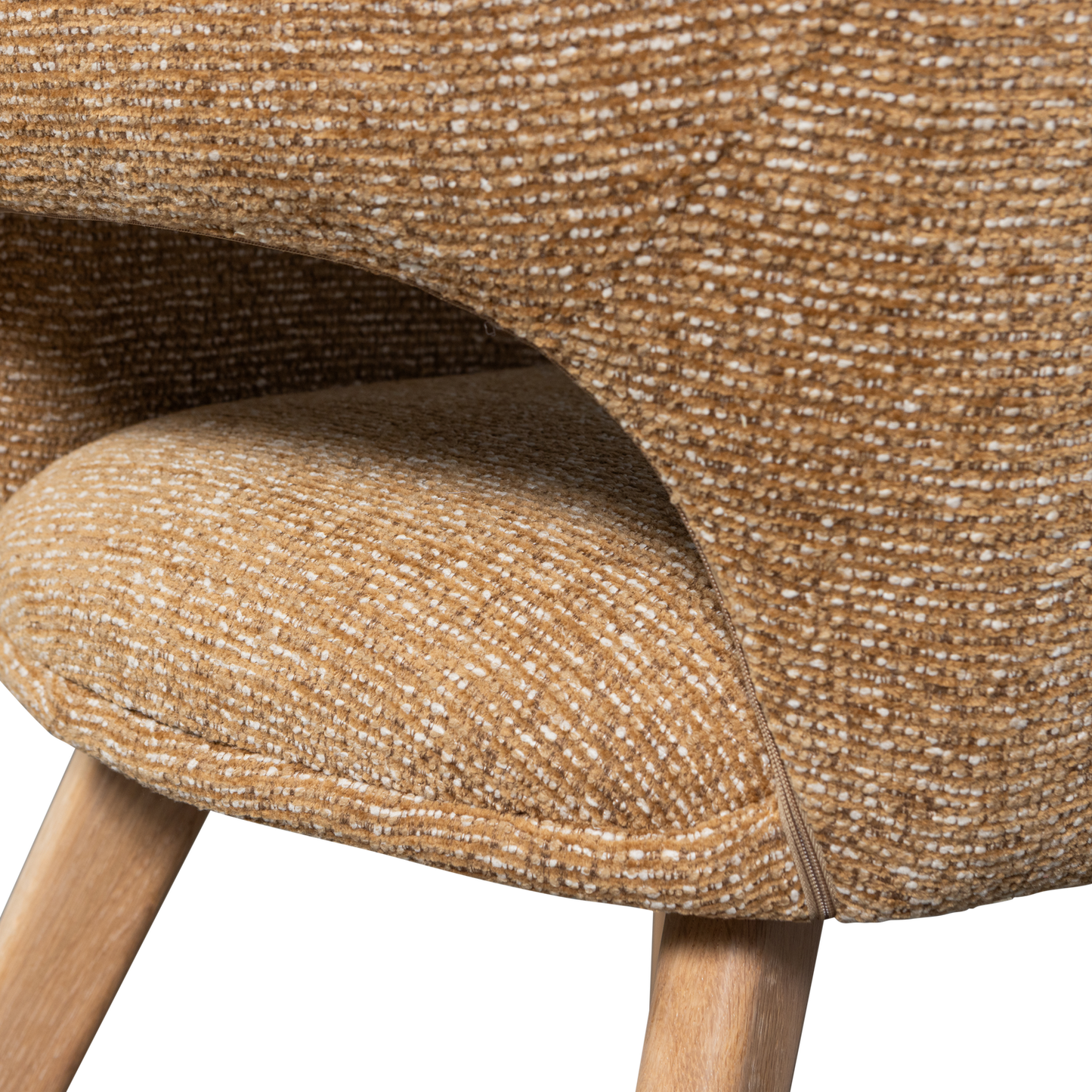 Murat eetkamerstoel geel met houten poot naturel