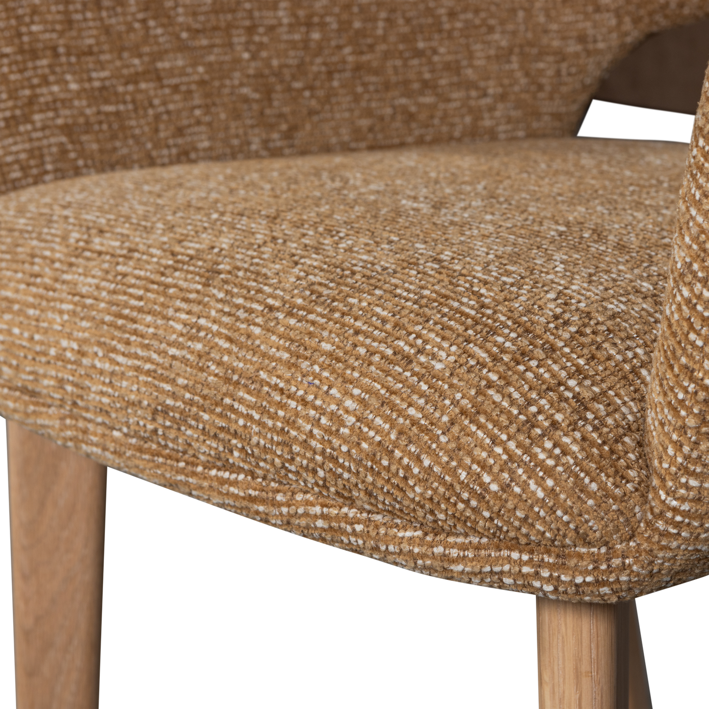 Murat eetkamerstoel geel met houten poot naturel