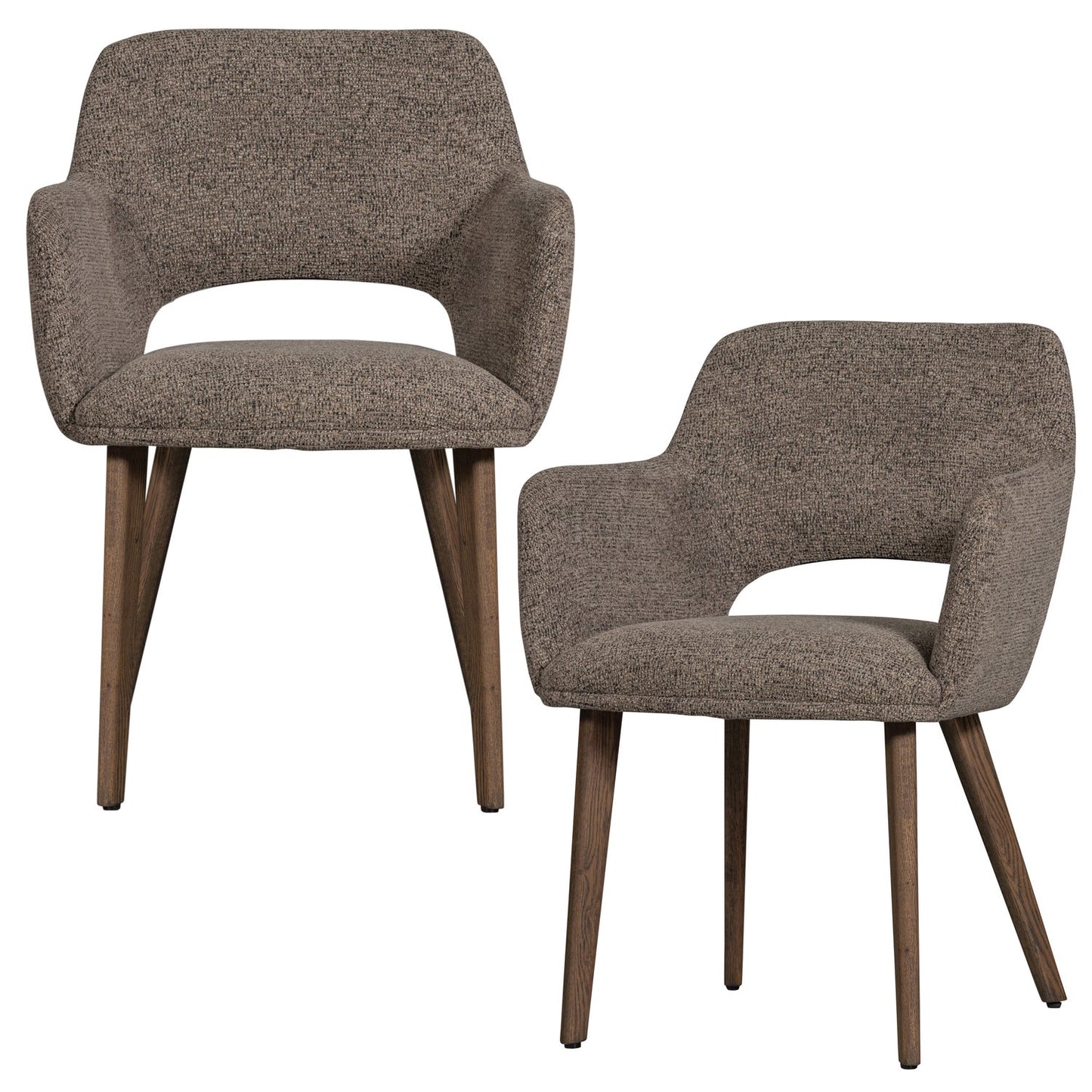 Murat eetkamerstoel taupe met houten poot bruin