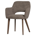 Murat eetkamerstoel taupe met houten poot bruin