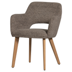 Murat eetkamerstoel taupe met houten poot naturel