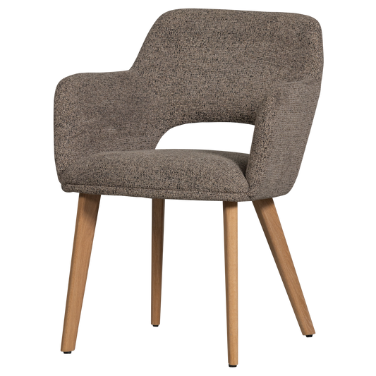 Murat eetkamerstoel taupe met houten poot naturel