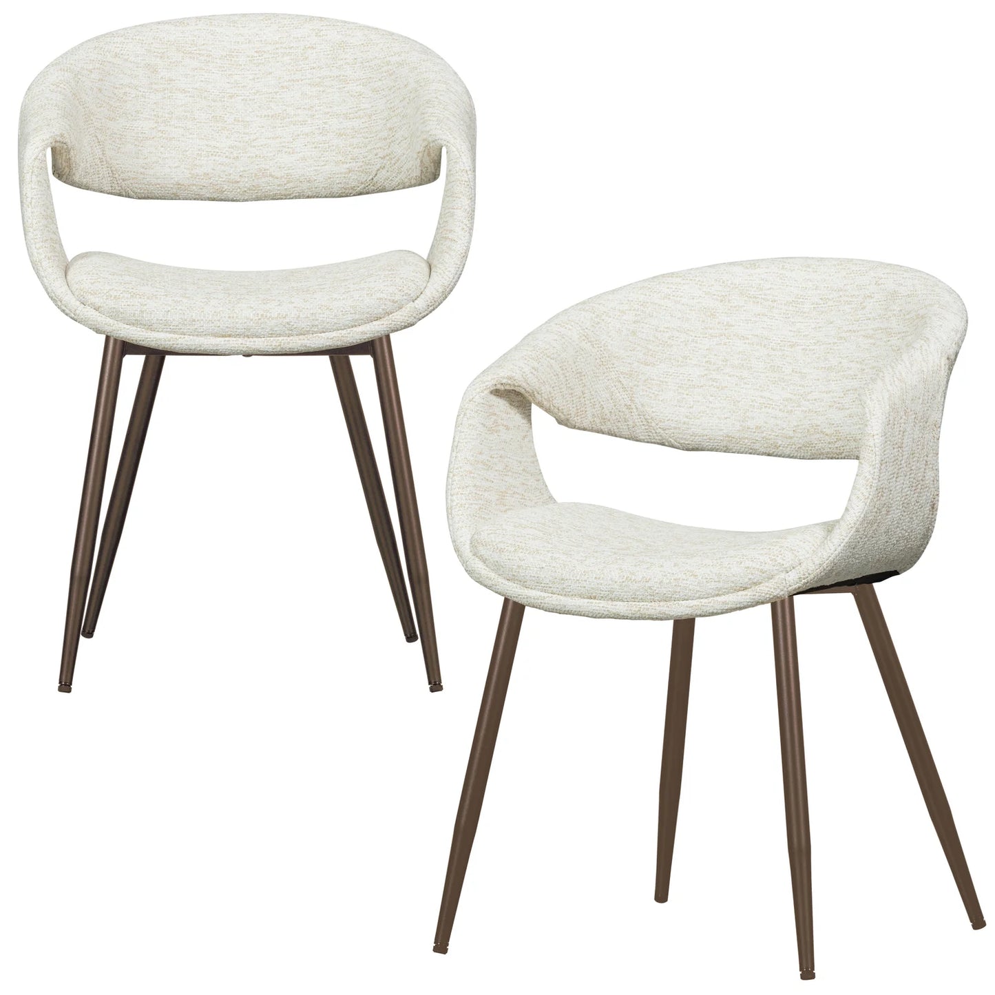 Yossi eetkamerstoel naturel met metalen poot koper