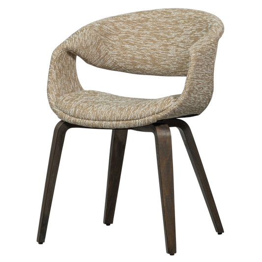 Yossi eetkamerstoel zand met houten poot donkerbruin