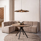 Mojo eetbankje 84cm met rugleuning ribstof donkerzand