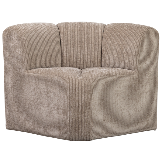 Mojo eetbankje hoek met rugleuning ribstof donkerzand