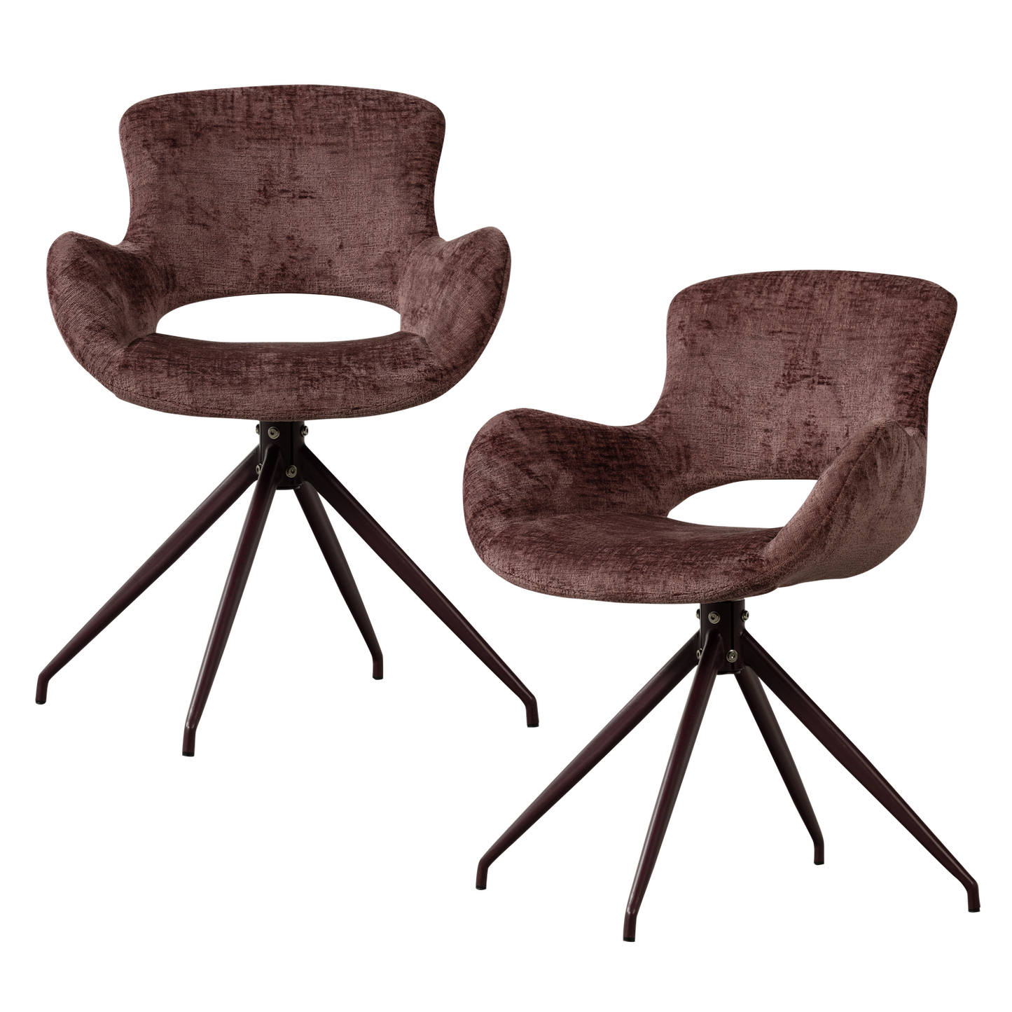 Eliva eetkamerstoel structure velvet paars - set van 2