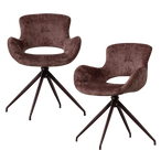 Eliva eetkamerstoel structure velvet paars - set van 2